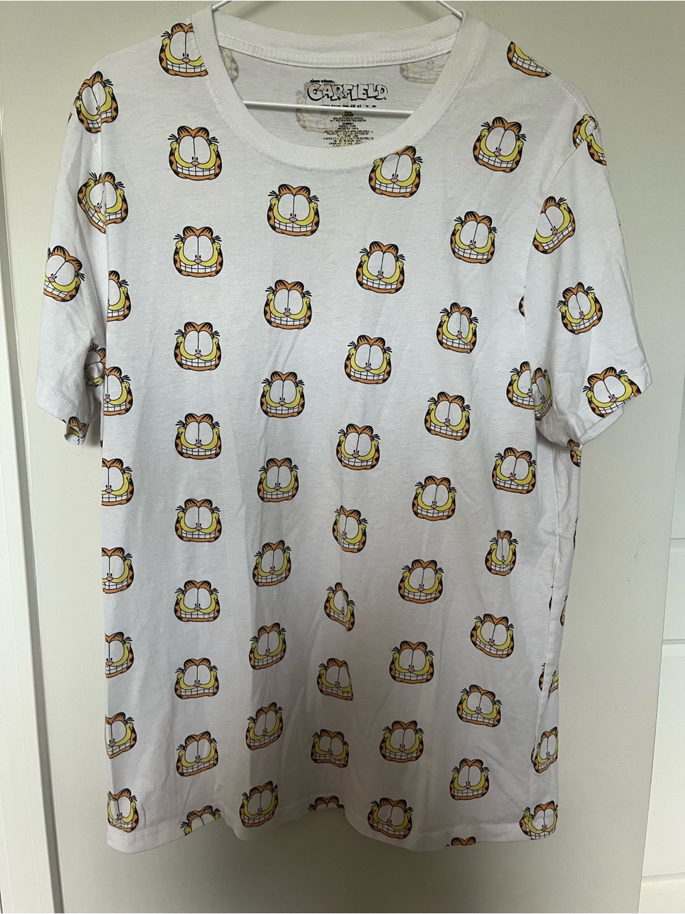 Garfield White Short Sleeve Tee with All-Over Graphic